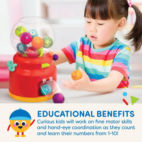Battat Bubble Dispenser for Kids - Mini Vending Machine Toy with 10 Colorful Number Balls