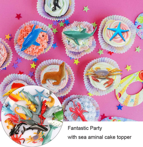 24-Pack Sea Ocean Animal Figures - Realistic Plastic Pool Party Toys Set for Children's Educational Gifts
