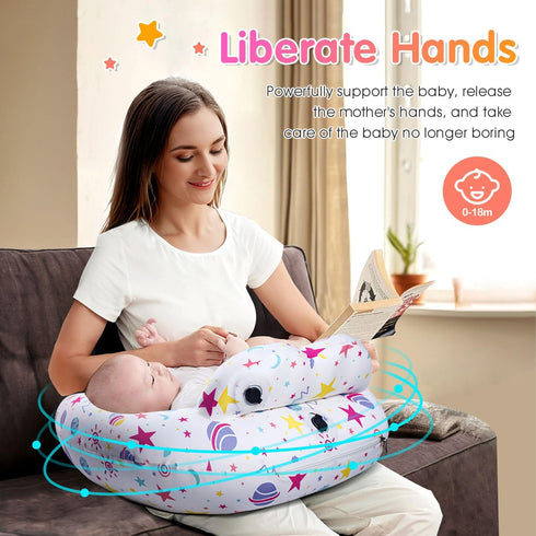 100% Inflatable Nursing Pillow for Breastfeeding Travel Baby Feeding Cushion for Mom Support, Adjustable Waist Strap
