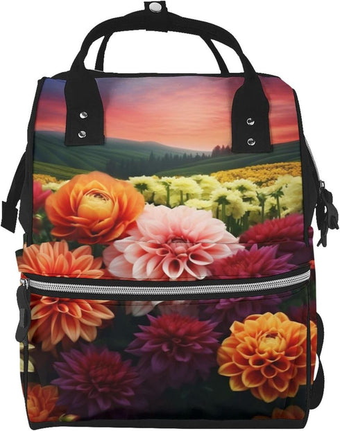 HCBPWVQA Beautiful Colorful Flowers Diaper Bag with Changing Pad and Pacifier Holder, Multifunction