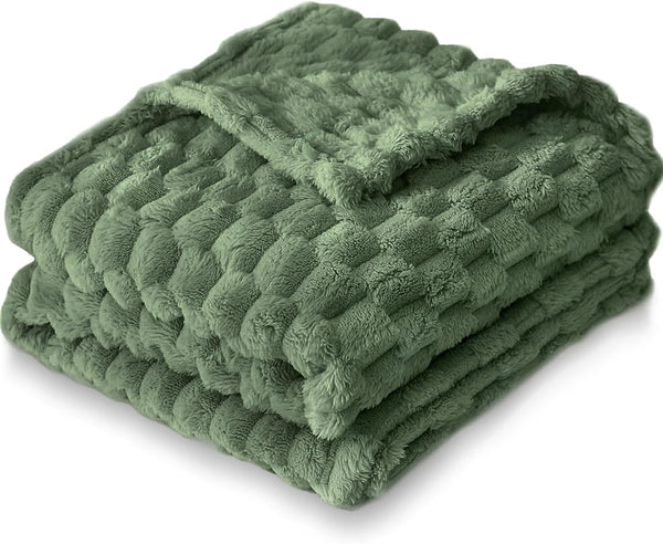 HOMRITAR Baby Blanket 3D Flannel Fleece Fluffy for Boys Girls, Soft Plush Breathable Bed Blanket, 30 x 40 Inch, Olive