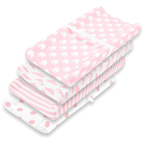 BaeBae Goods Premium Baby 4 Pack Girl Pure Jersey Machine Washable Pink and White