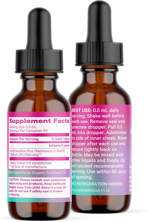 1 oz, 2 Pink Stork Baby Probiotic Drops, Newborn, Infant & Toddler Probiotics to Help Aid Digestion and Constipation