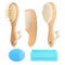 Wooden Natural Goat Bristle Brush and Cradle Cap Comb Set - 5