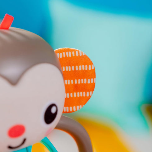Bright Starts Grab & Giggle Monkey Light-Up Musical Rattle Toy, Easy-Grasp for Ages 6 Months+, Unisex