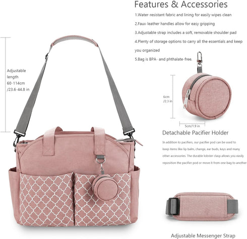Lmbabter Multi-Function Diaper Tote with Changing Station - Adjustable Shoulder Strap