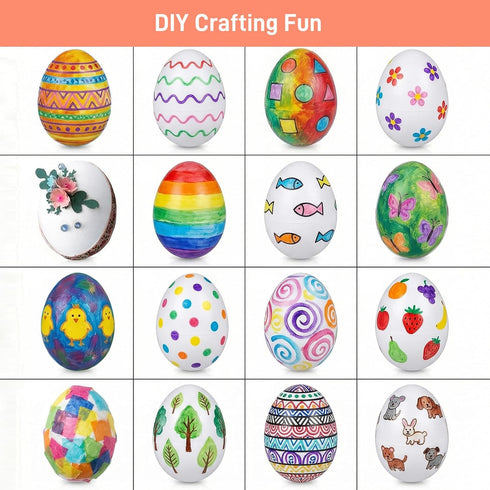 90PCS SallyFashion White Plastic Eggs, Paintable Easter Eggs for Painting, Easter Decorations, Basket Stuffers, Hen