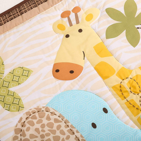 CribMATE Elephant Giraffe Lion Crocodile Quilted Crib Comforter Baby Girl/Toddler Crib Comforter Baby Gift Idea (Green