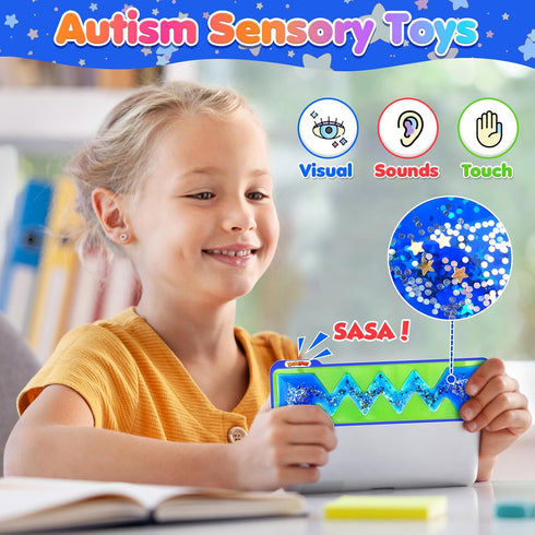 Autism Sensory Toys for Kids, 3 Pack Fidget Sensory Tube Filled with Colorful Goo, Classroom Prizes