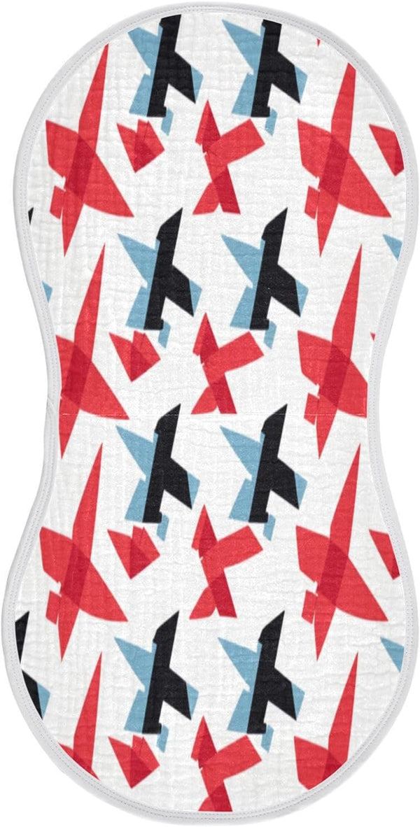 Bulletgxll Airplane Pattern Unisex Baby Burp Cloths Set of 4, Soft Absorbent Organic