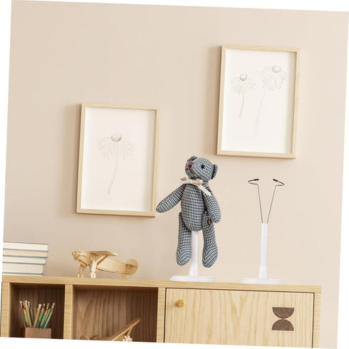 Toddmomy White Doll Stands 2Pcs Doll Display Stand Doll Bracket Doll Support Stand Bear Stand Desktop Doll Holder for Kids Accessories (25cm)