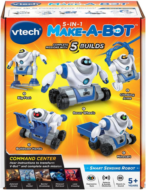 5-in-1 VTech Make-a-Bot Transformable Robot Toy with Sound Sensor and Obstacle Detector