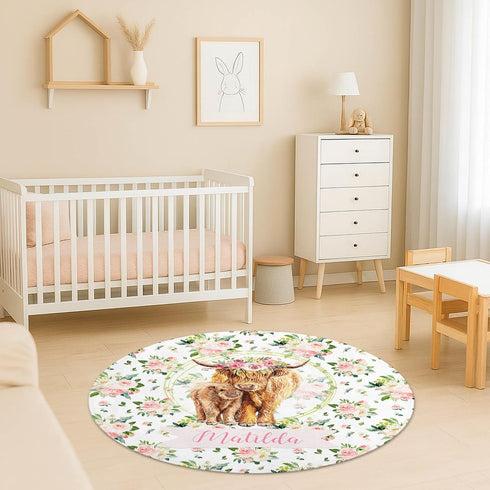 Naseagleeye Personalized Baby Rug with Name Custom Nursery Rug for Girls, Soft Baby Play Mat, Non Slip Floor Mat