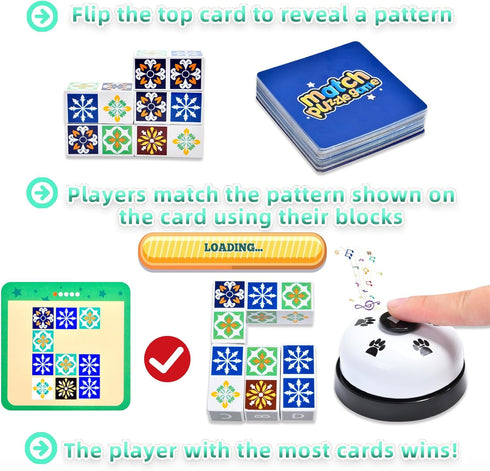 Wooden Match Puzzle Game Popular Board Games for Family Night, Pattern Matching Puzzle Game, Block Match Puzzles
