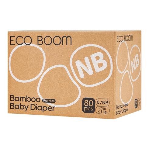 ECO BOOM Diapers, Viscose from Bamboo, Natural Soft Disposable Nappies for Infants, Size 0, 80 Count