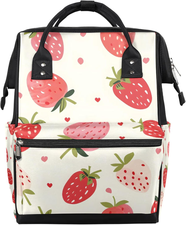 Hsnar Fruit Strawberry Heart Waterproof Diaper Bag Backpack Large Capacity Baby Bag with