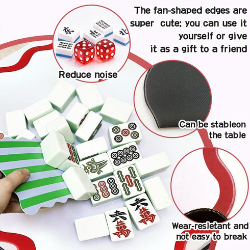 ZWFCGMMBC 32.4in 4 1 Bag,4 Scalloped Mahjong MatAnti Slip Noise Reduction Mahjong Accessoriemahjong Table MatMajiong