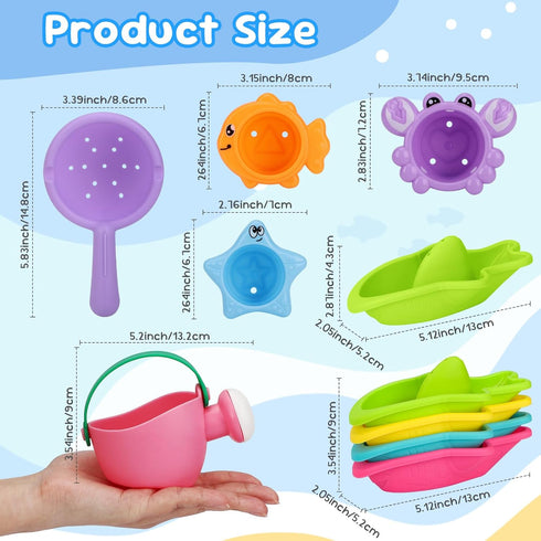 1-3 2-4 1+ 9 Fajiabao Baby Bath Toys for Kids Ages Toddler Bath Toys Mold Free for Bathtub Sand Beach Pool Water Toys