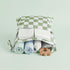 Pack 2 Ohocut Sage Green Checkered Waterproof Wet Dy Diaper Bag for Baby Essentials, Travel, Swimsuit, Beach Bag