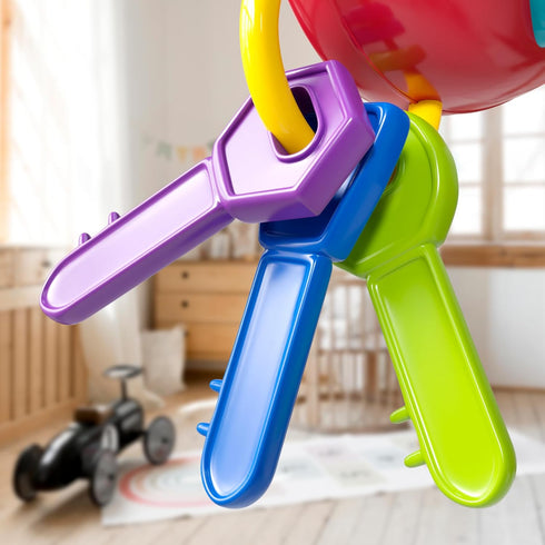 Lollipop Kids Car Keys Sensory Baby Toy, Teething Keys, Baby Rattle, All-in-One Sensory Toys for Babies
