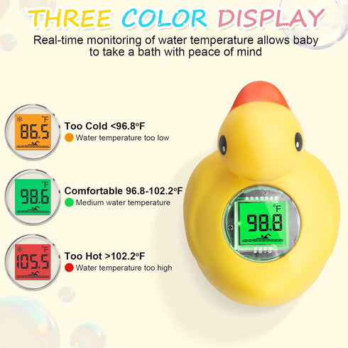 Thermometer-IP68 Rechargeable Baby Bath Waterproof-BPA-Free Bath Thermometer Baby Safety-Fast Temperature Reading