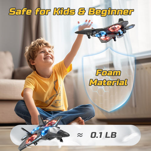360Flip, 2 (16 Foam RC Airplane Drone for Kids, Remote Control Helicopter, Toy Plane Fighter Jet with LED Light, Auto