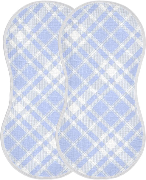 decor gift 4 Pack 22x11in Cotton Muslin Burp Cloths Easy Care Blue Checkerboard Baby Rags for Newborns boy and Girl