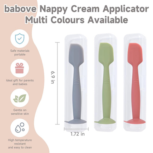 3 Pack(with 3 babove Baby Diaper Cream Spatula Applicator Travel Case), Butt Paste Spatula Soft Silicone,Diaper Rash