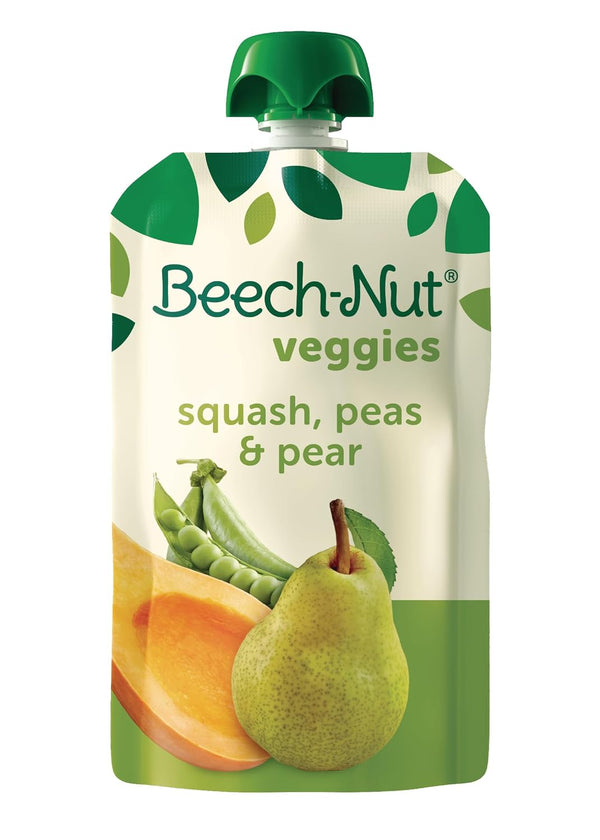 Beech-Nut Baby Food Pouches - Squash Peas Pears Veggie Puree, 3.5 oz (12 Pack)