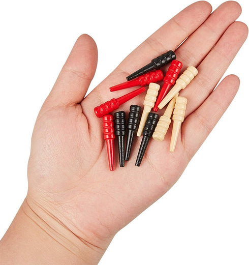 48 Pieces Wooden Cribbage Pegs, Fit 1/8 Holes with Storage Pouch for Cribbage Traditional Board Game, 3 Colors