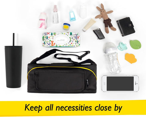Travel Bag for Doona Infant Car Seat Stroller, Organizer Bag with Cup Holder, Phone & Wipes Pockets, Large Capacity