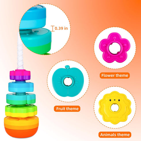 Spinning Stacking Toys for Babies 12+ Months, Montessori Ring Stacker for Toddlers, Educational Learning Toys