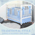 Hahafelt 6 28" 52" 14" 4 Blue Scalloped Crib Bed Skirt with Large Bow, x with Drop, Sided Soft Crib Skirt Dust Ruffle