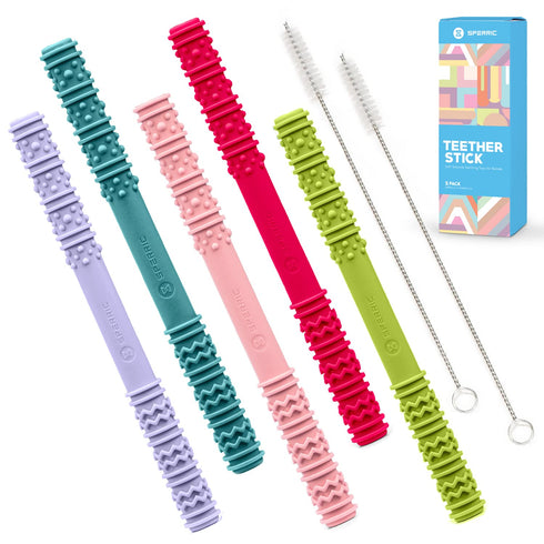 Baby Teething Tubes Soft Silicone Chew Straw Teething Sticks for Babies 0-18 Months, BPA Free Multicolored Toys