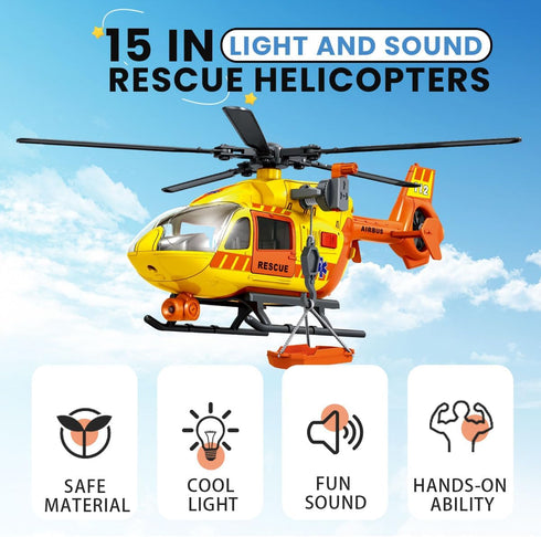 CSDCSD 3 4 5 6+ Rescue Transport Helicopters Kids Toys,Helicopters Toy with Crane and Transport Racks,Gifts for Age