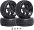 12mm Hex Wheel Rims & Rubber Tires with Foam Inserts for RC 1/10 On-Road Touring Car, Set of 4