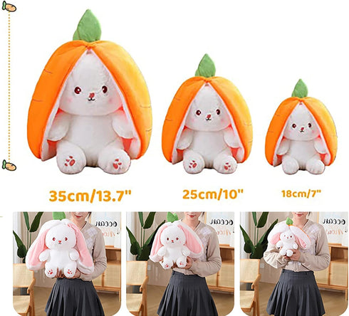 2PCS Reversible Bunny Plush - Carrot & Strawberry - Easter Stuffed Animal Toy - Cute Rabbit Gift for Kids (1pcs 13.8")