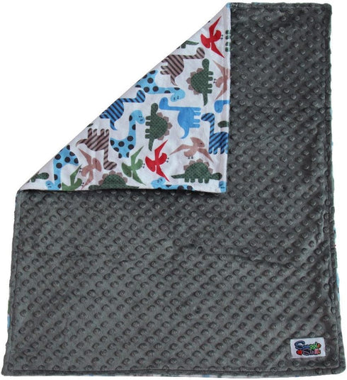 Unisex Baby Reversible Minky Dot Stroller Blanket, Choose Color (Dinosaurs/Grey)