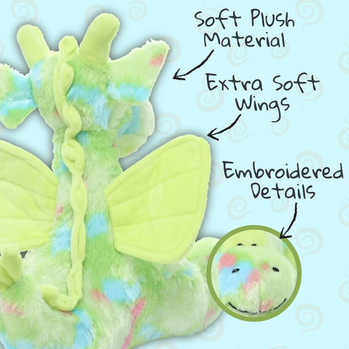 WISHPETS 12" Plush Green ConfettiSoft Dragon, Soft Stuffed Animal