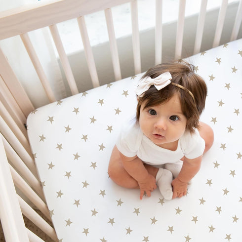 Set 2 Sweet Jojo Designs Blush Pink Gold Star and Moon Girl Baby Fitted Crib Sheet for Infant Newborn Nursery Toddler