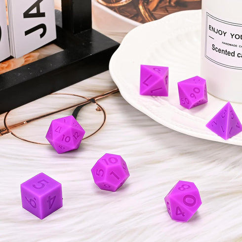 Silicone Dice, DND 7PCS Silicone Dice Set with Flannelette Bag Storage Box for Dungeons & Dragons Role-Playing and