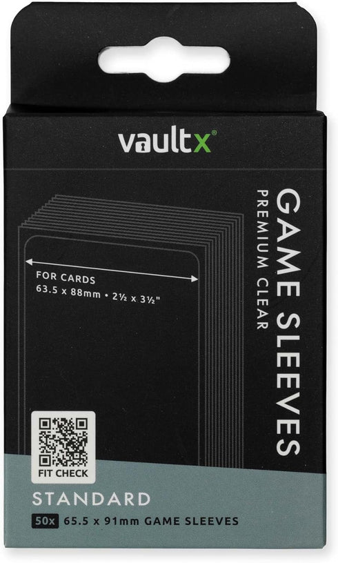 65.5 91mm (50 Pack) Vault X Standard Board Game Sleeves x for Standard-Sized Cards and Trading Cards, Clear Premium