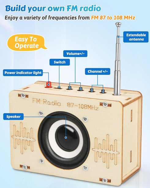Poraxy 8-12 12-14, 8-10, 9 11 13 15 16+ Science Kits for Kids Age STEM Kits Build Your Own FM Radio Kit, Electronic DIY