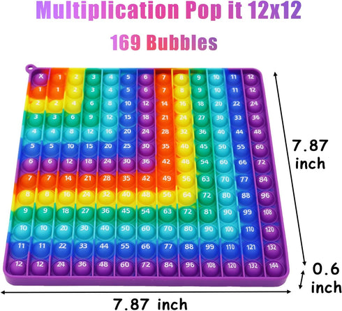 12x12, 1-12, Multiplication Addition Math Fidget Popper, Learn Multiplication, Addition with Pop Fidget Toy, Learning