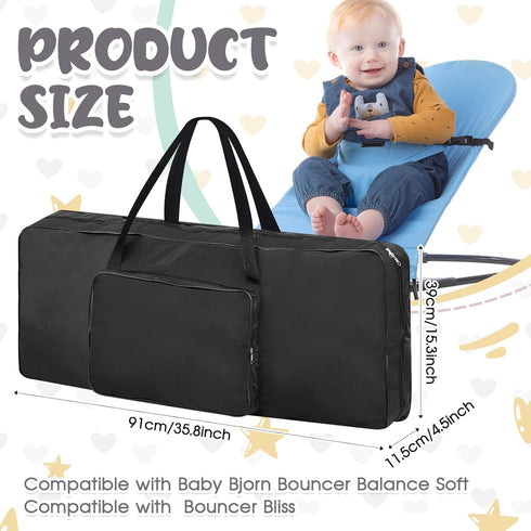 Huhumy 35.8 15.4 4.5 Inches Bouncer Cover x x Transport Bag for Bouncer Black Infant Bouncy Seat Travel Bag Double