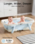 EverKiddo 36-Month Collapsible Baby Bathtub, Large Infant Bath Tub with Thermometer & Cute Soft Cushion for Newborn