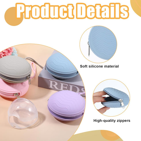 Jeqqinuz 2 Pack Pacifier Holder Case, BPA-Free Silicone Portable Pacifier Case Holder Pouch for Baby Boys & Girls
