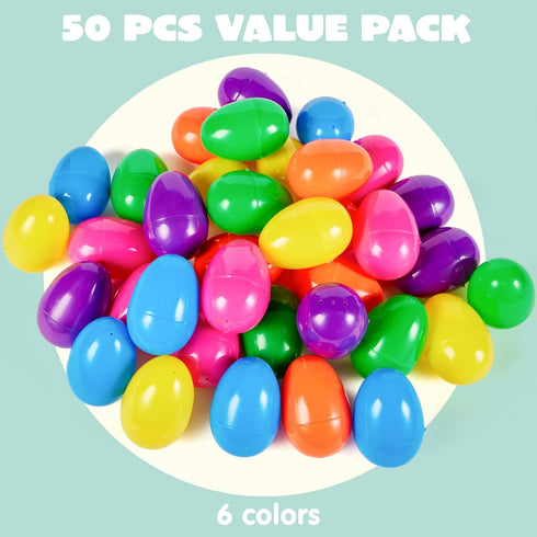 3.15" 200PCS JOYIN Easter Eggs, Fillable Plastic Eggs Empty Colorful Bright Eggshells with Hinge for Easter Hunt