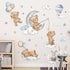 decalmile Bear Sleeping on The Moon Wall Decals Hot Air Balloon Animals Clouds Wall Stickers Baby Nursery Kids Bedroom