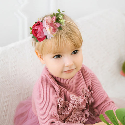 Cinaci 6 Pack Delicate Rose Flower Nylon Headbands, Floral Bows Headband Super Stretchy Hair Bands Fancy Headpieces